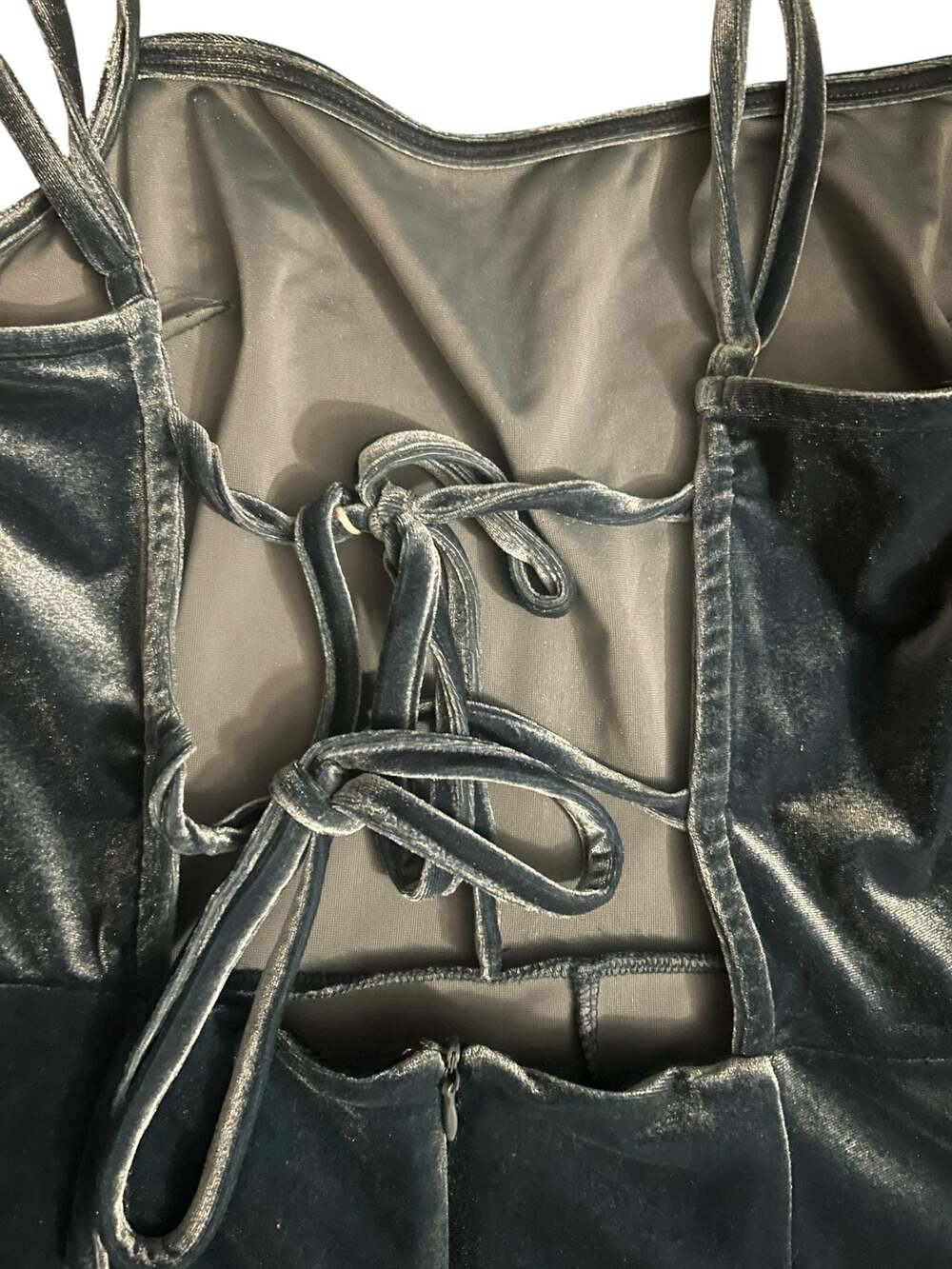 Urban Outfitters Velvet Lace-Up Back Romper - Picture 4 of 4